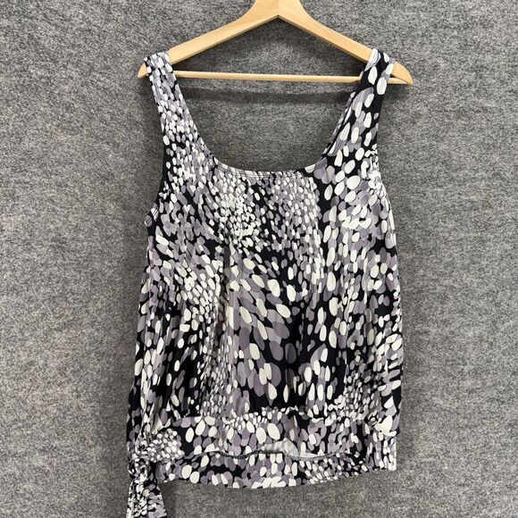 Beach Belle Tankini Top Women 18 Plus Gray Geometric Sleeveless Wide Strap - Picture 2 of 4